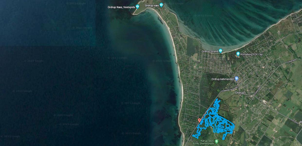 Ruten | Kortvisning | Geopark MTB Grand Prix | 2023 | Mountainbike-løb i Odsherred | Sjælland | Danmark